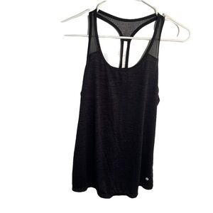 Layer 8 Racerback Tank Top Heathered Black Mesh